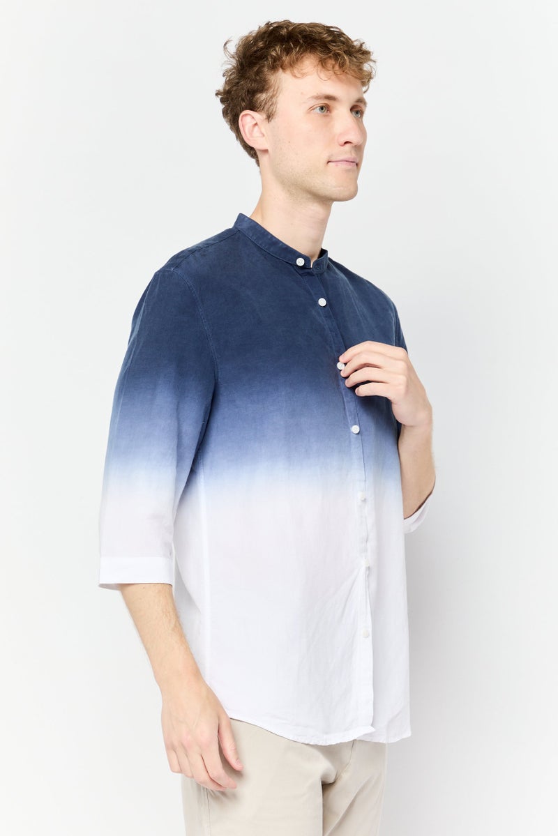 SELECTED Men Regular Fit Ombre 3/4 Sleeves Casual Shirt, Multicolor  - Image 3