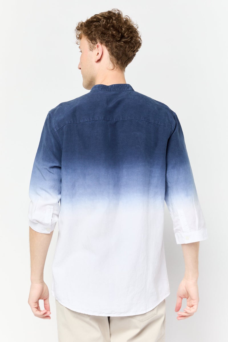 SELECTED Men Regular Fit Ombre 3/4 Sleeves Casual Shirt, Multicolor  - Image 4