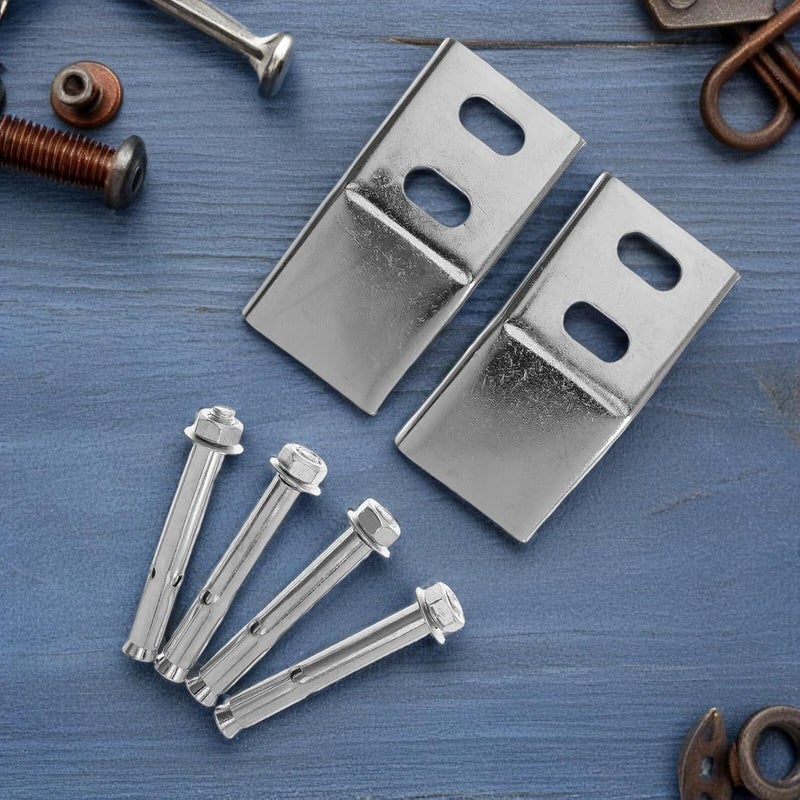 Luxshiny 2 Sets Stainless Steel Urinal Wall Mounting Brackets with Screws Universal Bathroom Toilet Fixing Bolts Heavy Duty Metal Hanging Hooks for Urinal Installation - Image 5