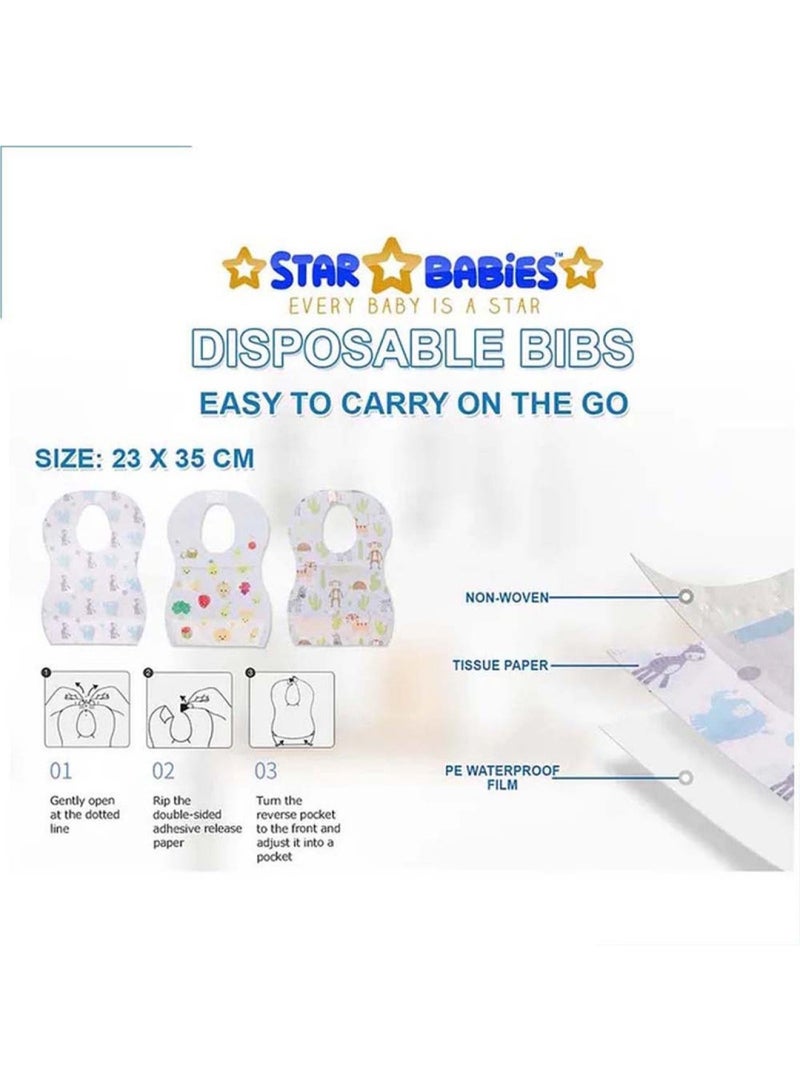 STAR BABiES Buy 2 Get 1 Free Changing Mat Pack Of 50, Bibs Pack Of 50 With Shower Cap Orange Free-Pink - Image 4