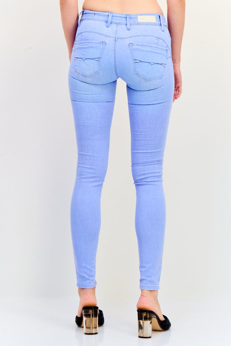 SALSA Women Skinny Fit Washed Denim Jeans, Blue - Image 4