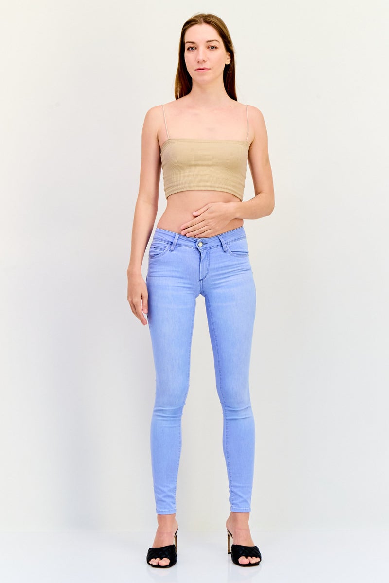 SALSA Women Skinny Fit Washed Denim Jeans, Blue - Image 2