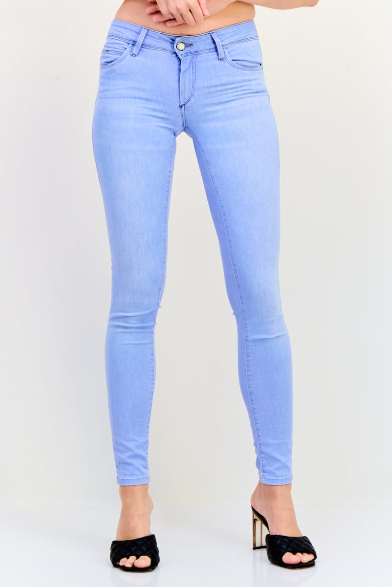 SALSA Women Skinny Fit Washed Denim Jeans, Blue - Image 1