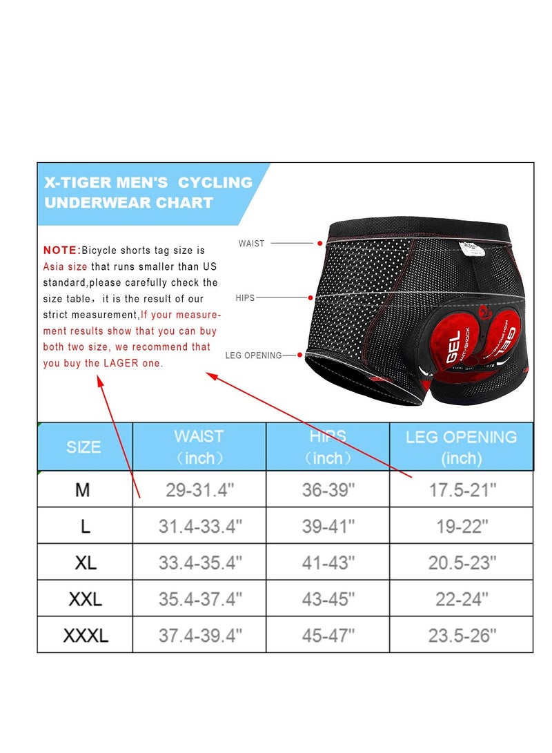 Excefore Men's Cycling Shorts 5D Padded, Loose-fit MTB Biking Shorts Pants, Suitable for Men Zipper Pockets, Adsorbent Design (XL) - Image 3