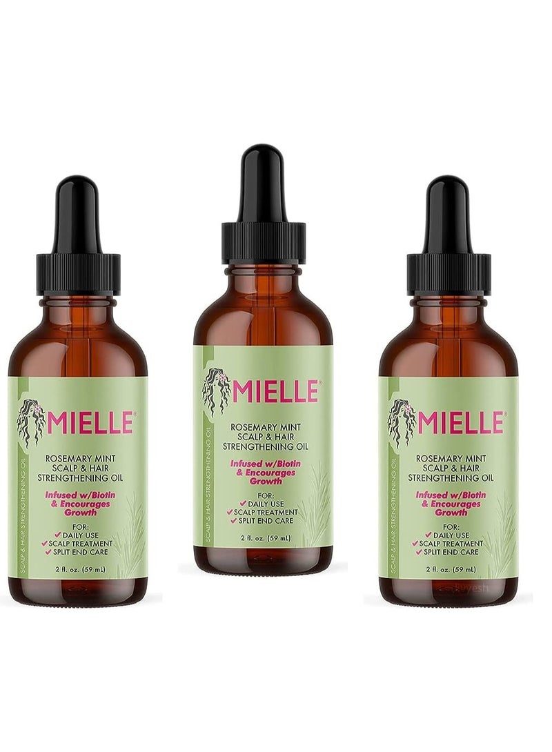 MIELLE Rosemary Mint Scalp And Hair Strengthening Oil 3 Pack