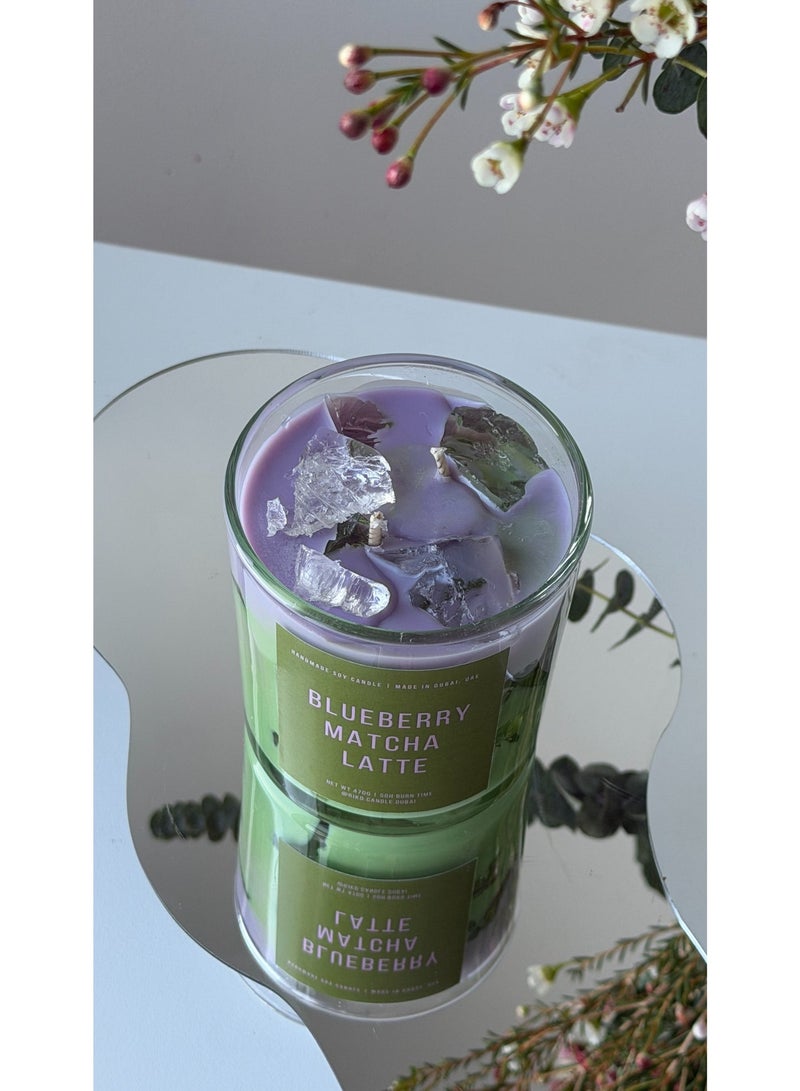Riko Blueberry Matcha Latte Candle Scented Jar Candle with lid - 350 gms (12.3 oz) | 100% Soy Wax | Bluberry Muffin Fragrance | White Colour | Perfect for Gifting, Home Décor, Parties & Room Perfuming | Ideal for Living Room and Office Décor - Image 2