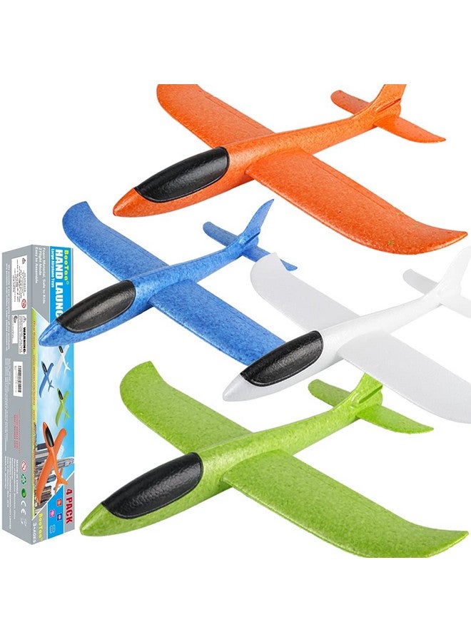 Bootaa 4 Pack Airplane/Flying Toys, 17.5" Large Throwing Foam Plane/Gliders, 2 Flight Mode, Birthday Gifts For Girls Kids 3 4 5 6 7 8 9 10 11 12 Year Old Boys,Outdoor Sport Game Toys - Image 1