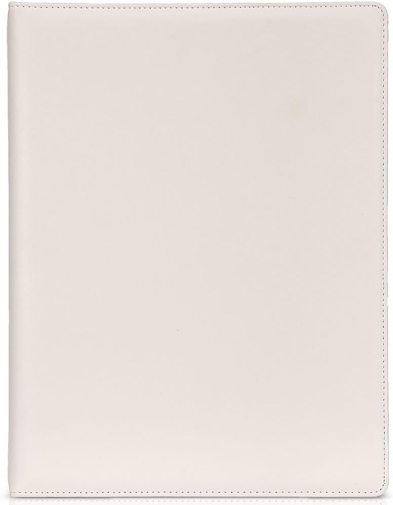 KINGFOM A4 Faux Leather Padfolio Ring Binder Business File Folder Document Holder with Card Holder (3 Ring Binder White) - Image 1