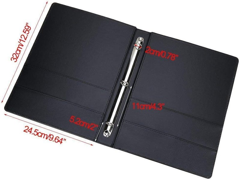 KINGFOM A4 Faux Leather Padfolio Ring Binder Business File Folder Document Holder with Card Holder (3 Ring Binder White) - Image 5