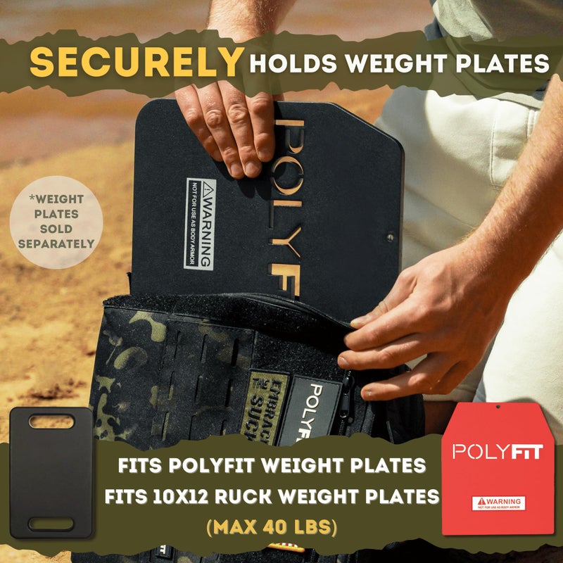 Polyfit Rucking Backpack 2.0 - Weighted Ruck Pack for Weight Plates - Patent Pending Side-Loading Rucksack for Walking, Running, Rucking, Strength and Endurance Training - Grey - Image 4