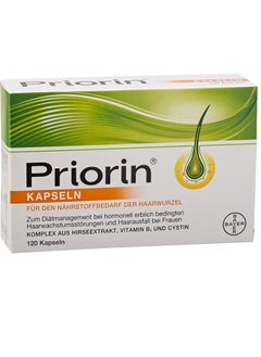 Extra Priorin supplement with a hair growth formula helps to grow weak and thinning hair, original brand, 120 capsules  - Image 1