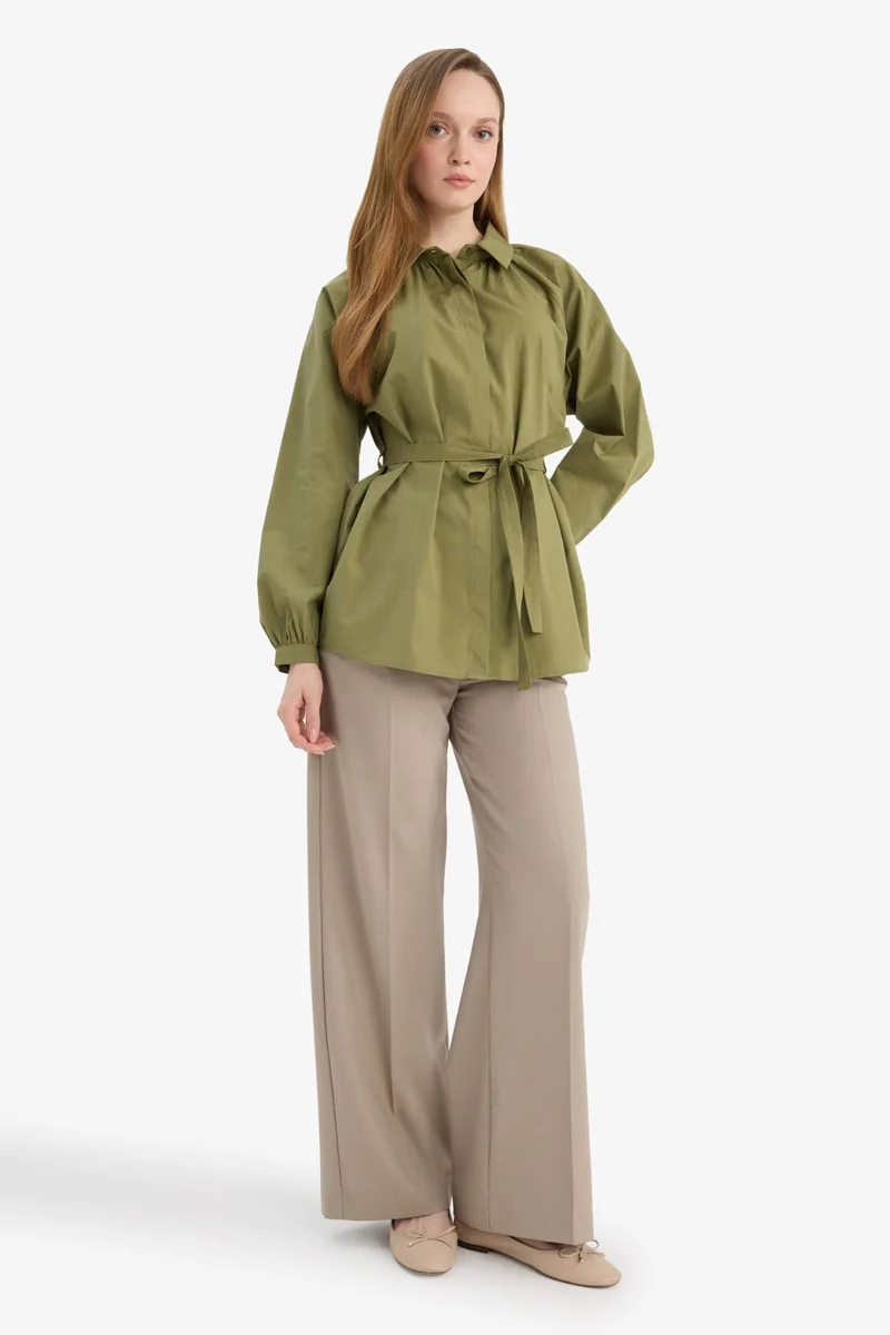 ديفاكتو 100% Cotton Relax Fit Poplin Long Sleeve Tunic