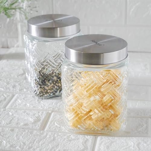 Femora Glass Jar for Kitchen| Kitchen Storage Jars| Clear Glass Jars| 1 Year Warranty| Steel Airtight Lid| Jars for Snacks, Fry Food, Masala, Spice, Pickles, Cookies| 800ml| Set of 2 - Image 5