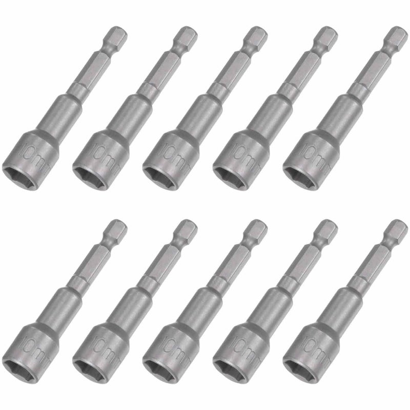 UPTODATETOOLS 10mm Magnetic Hex Socket 65mm256 14 Hex Shank Magnetic Power Nut Driver Set CRV QuickRelease Extensions for Impact Drill Nut Setters Socket - Image 1