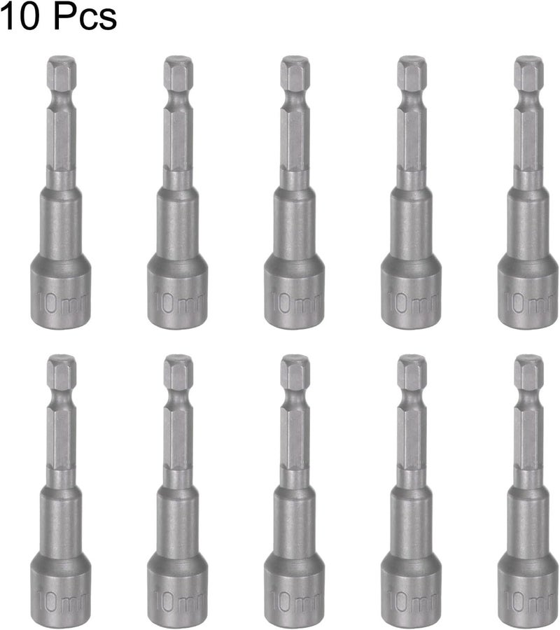 UPTODATETOOLS 10mm Magnetic Hex Socket 65mm256 14 Hex Shank Magnetic Power Nut Driver Set CRV QuickRelease Extensions for Impact Drill Nut Setters Socket - Image 3