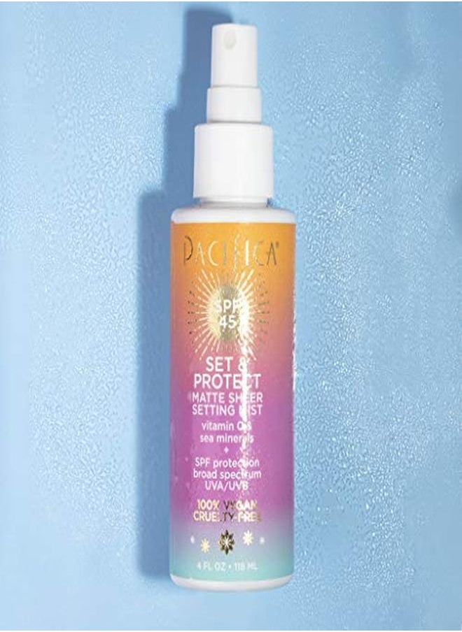 Pacifica - Set & Protect Matte Sheer Setting Mist Spf 45, Clear, 4 Fl Oz - Image 1