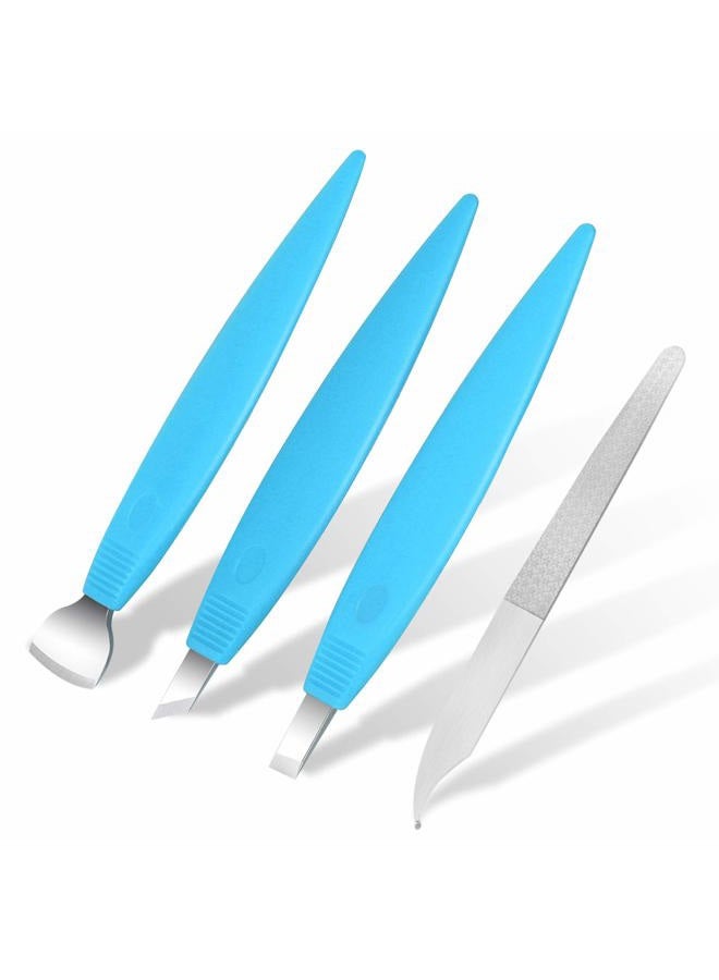 BEZOX Pedicure Knife Set - Callus Shavers, Corn and Hard Thick Skin Remover Knives for Foot, Metal Nail File & Nail Lifter - Professional Pedicure Tools with Storage Box (Blue) - Image 1