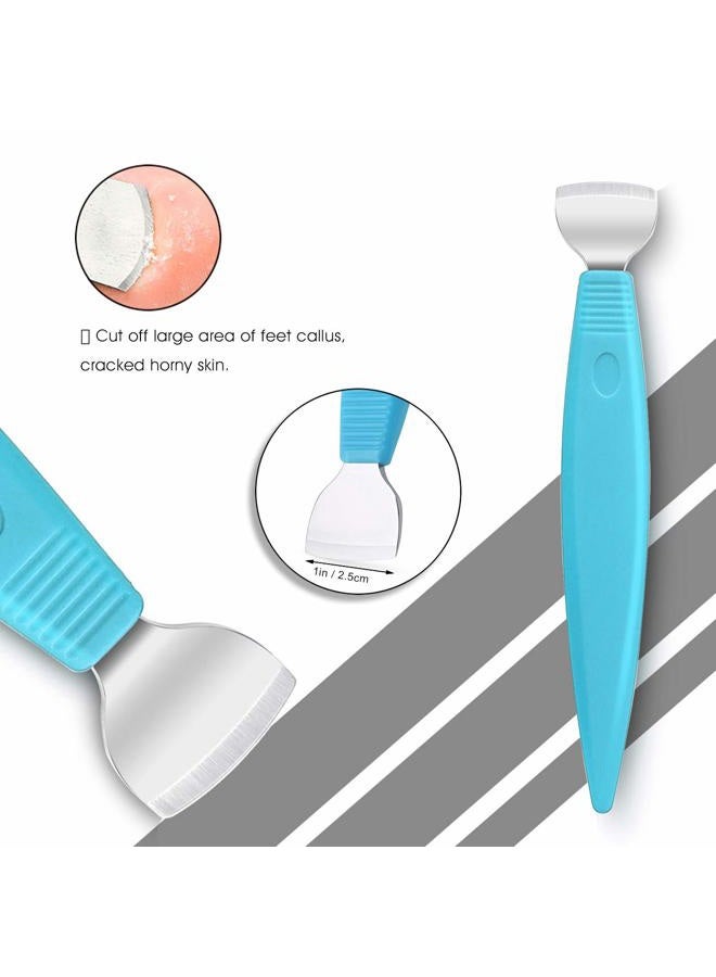 BEZOX Pedicure Knife Set - Callus Shavers, Corn and Hard Thick Skin Remover Knives for Foot, Metal Nail File & Nail Lifter - Professional Pedicure Tools with Storage Box (Blue) - Image 3