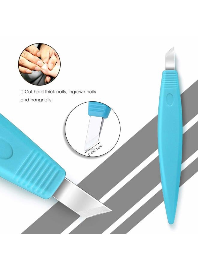 BEZOX Pedicure Knife Set - Callus Shavers, Corn and Hard Thick Skin Remover Knives for Foot, Metal Nail File & Nail Lifter - Professional Pedicure Tools with Storage Box (Blue) - Image 4