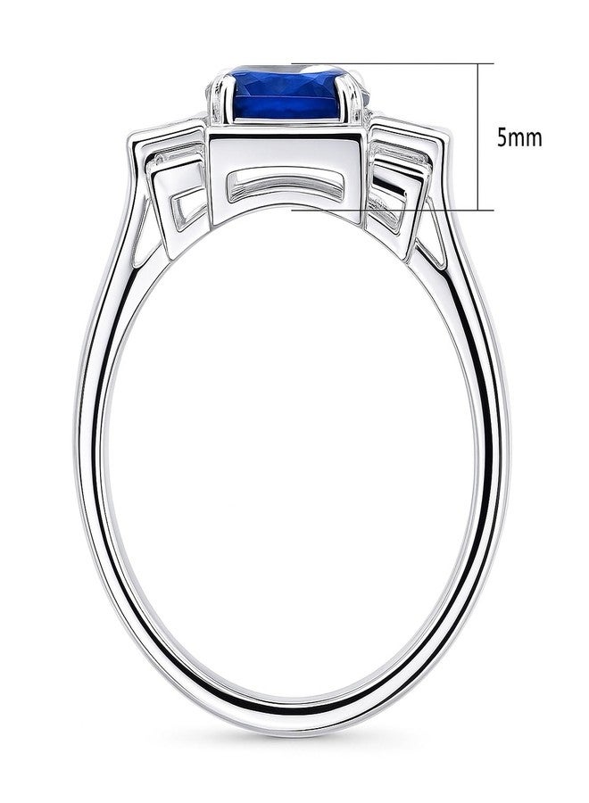 بيركيل خاتم بيريكل من الفضة الإسترلينية بتصميم آرت ديكو للنساء، مرصع بحجر زركونيا مكعب أزرق ياقوتي - Image 4