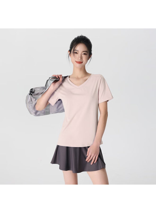 Nome Ice Silk Quick-drying Short Sleeve T-shirt Women's Loose-fit Shoulder Running Fitness Sports Fairy Pink XL - Image 1