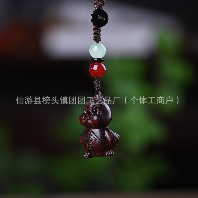 Thuja Zodiac Chinese Hundred Rosewood Car Keychain Cute Bag Mobile Phone Pendant Gift Pendant - Image 1