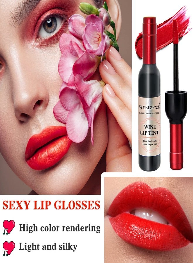 WYBLZPXZ 6 Colors Wine Lip Tint, Liquid Lip Tint, Matte Long Lasting Waterproof Lip Gloss Set for Natural Moisturizing Lip Makeup - Image 3