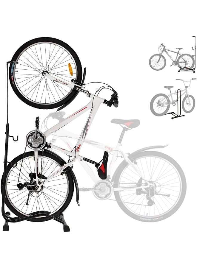 erorex Bicycle Ground Stand,3 in 1 Vertical & Horizontal Adjustable Bicycle Floor Parking Bike Floor Stand,Detachable Bike Rack Maintenance Rack for Mountain Road Bicycles Indoor Garage