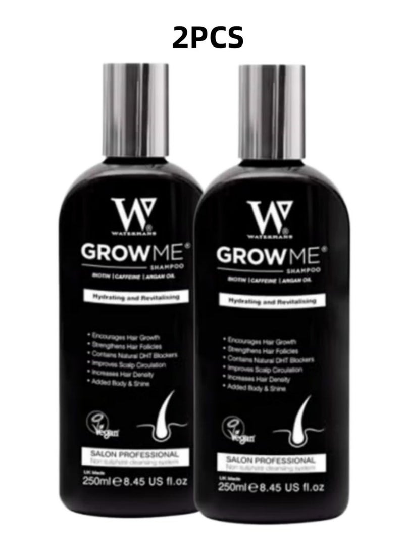 Watermans 2PCS Biotin & Caffeine Shampoo with Argan Oil – Hydrating & Revitalizing Hair Care Formula for Dry & Weak Hair, 250ml Each - Image 1