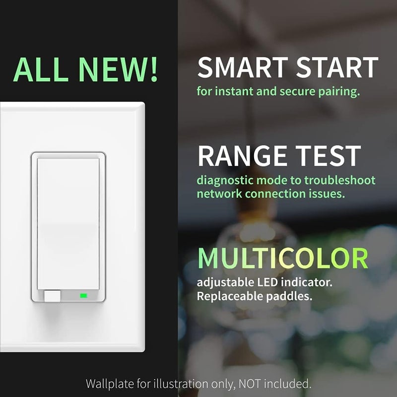 ZOOZ 800 Series Z-Wave Long Range Dimmer Switch ZEN72 800LR, White | Direct 3-Way (No Add-On Switch Needed) | Z-Wave Hub Required - Image 4