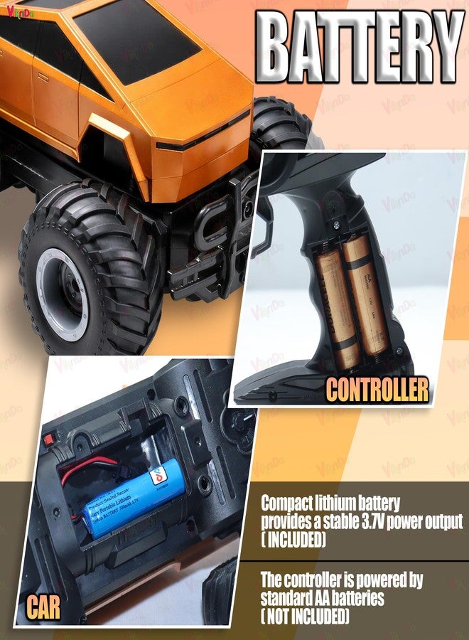 VikriDA Cuppy Rechargeable Cyberon RC Truck for Kids – 2.4GHz Remote Control Off-Road Car, Turbo Speed, 4 LED Modes, Anti-Skid Tyres, Type-C Charging, 100 ft Range - Image 4