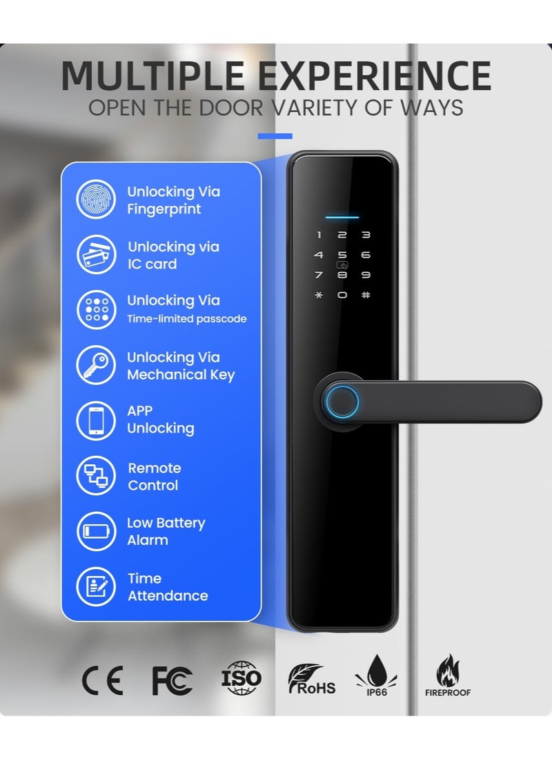 EVEREEN LS-C91 Smart WiFi Fingerprint Door Lock - 8 Unlock Methods | App, Bluetooth, Key, Password, Card, Combo | Secure Home Entry System (Silver, Tuya version)  - Image 2