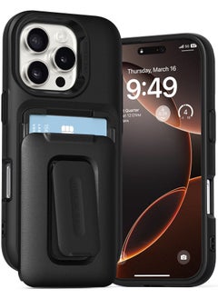 VRS Design D-Wallet Orb iPhone 16 PRO Case Cover Wallet [3 Card] Credit Holder Slot [Semi Automatic] Built-in [Kickstand] - Black  - Image 1