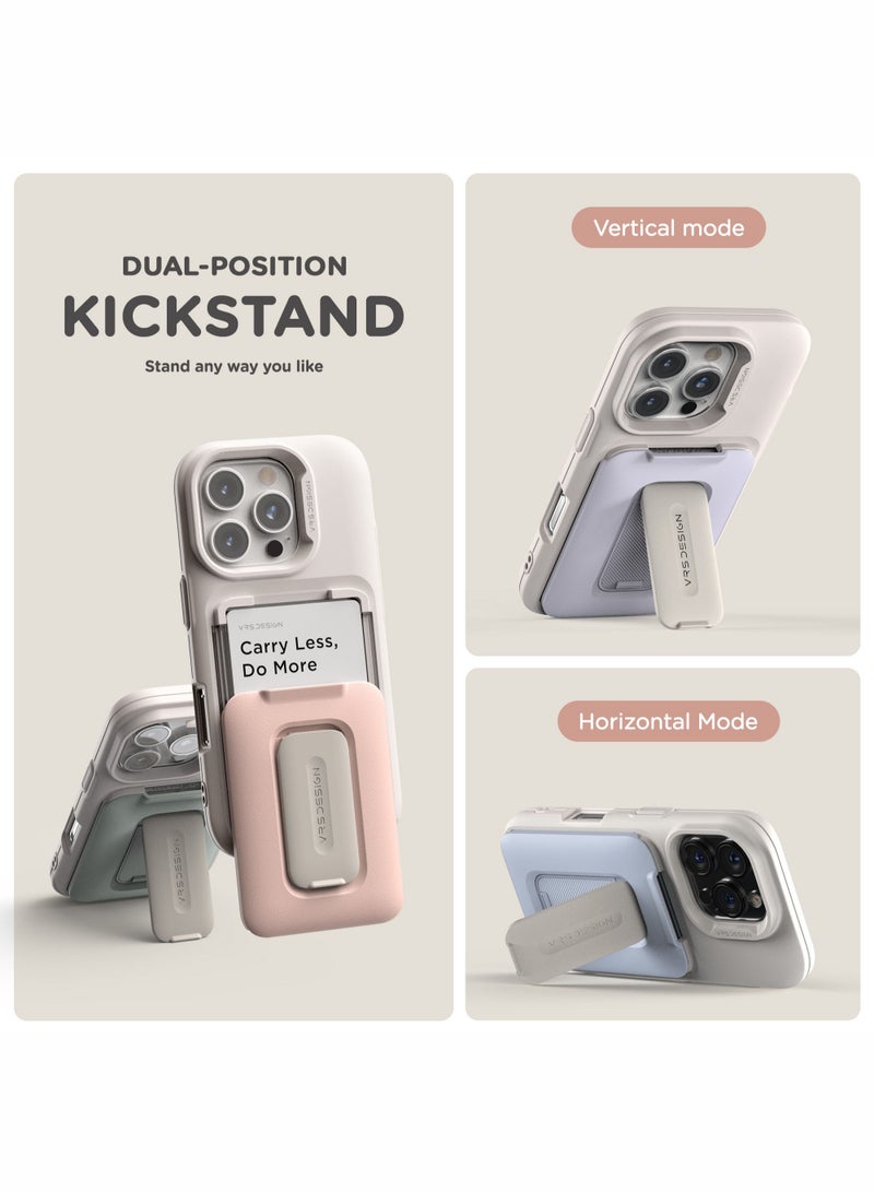 VRS Design غطاء محفظة D-Wallet Orb لجهاز آيفون 16 برو [3 بطاقات] حامل ائتمان [نصف أوتوماتيكي] مدمج [حامل] - أسود - Image 4