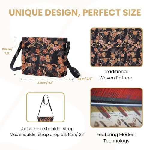 Signare Tapestry Crossbody Bag Shoulder Purse for Women In Ume Sakura Design Japanese Style (XB02-SAKURA) - Image 3