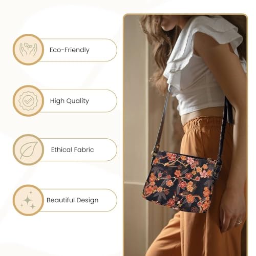 Signare Tapestry Crossbody Bag Shoulder Purse for Women In Ume Sakura Design Japanese Style (XB02-SAKURA) - Image 5