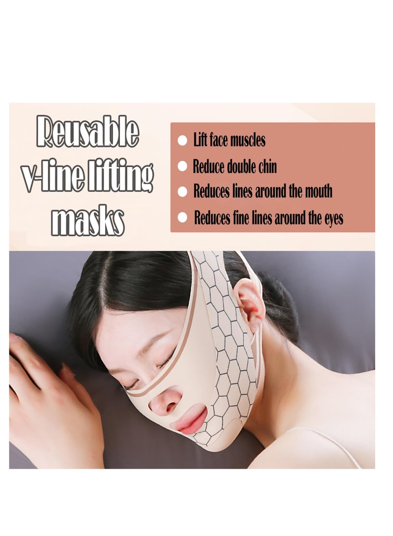 Facial Lifting Belt Chin Strap Soothing Comfy Double Reducing Device with Thin Face Female Shaper Reusable Breathable and Comfortable V Line Mask Beige - Image 5