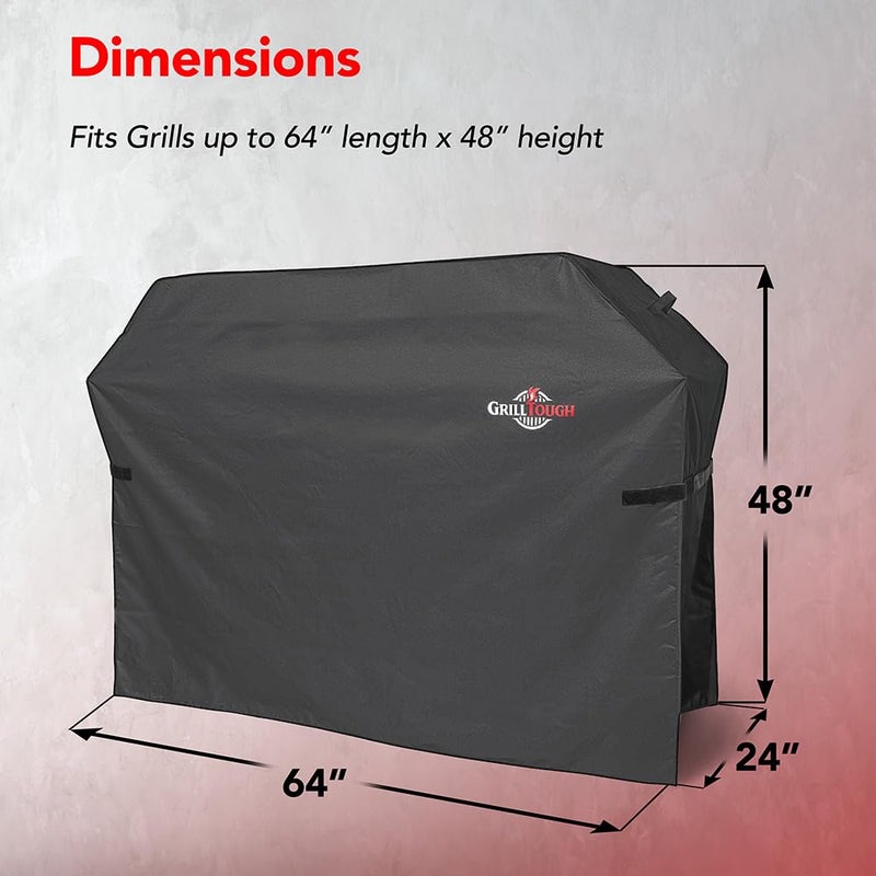 GrillTough Heavy Duty BBQ Grill Cover for Outdoor Grill, 64 Inch â€“ Waterproof, Weather Resistant, UV & Fade Resistant with Adjustable Straps â€“ Gas Grill Cover for Weber, Charbroil, etc. Charcoal - Image 2