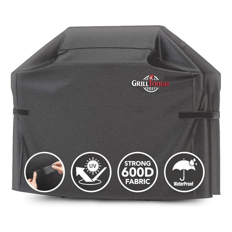 GrillTough Heavy Duty BBQ Grill Cover for Outdoor Grill, 64 Inch â€“ Waterproof, Weather Resistant, UV & Fade Resistant with Adjustable Straps â€“ Gas Grill Cover for Weber, Charbroil, etc. Charcoal - Image 1