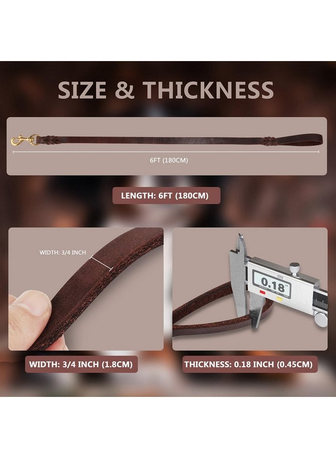 QUMY Leather Dog Leash 6ft, Heavy Duty Dog Training Leash for Large and Medium Dogs, Soft and Strong Genuine Leather Braided Handmade Long Lead Leash for Dog Training, Brown - Image 5