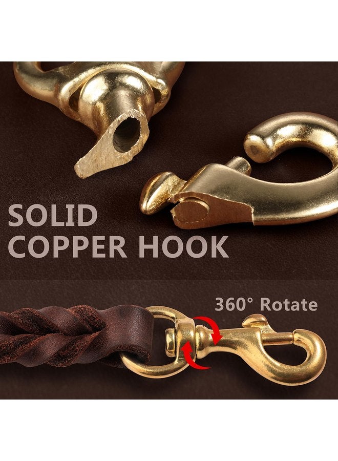 QUMY Leather Dog Leash 6ft, Heavy Duty Dog Training Leash for Large and Medium Dogs, Soft and Strong Genuine Leather Braided Handmade Long Lead Leash for Dog Training, Brown - Image 3