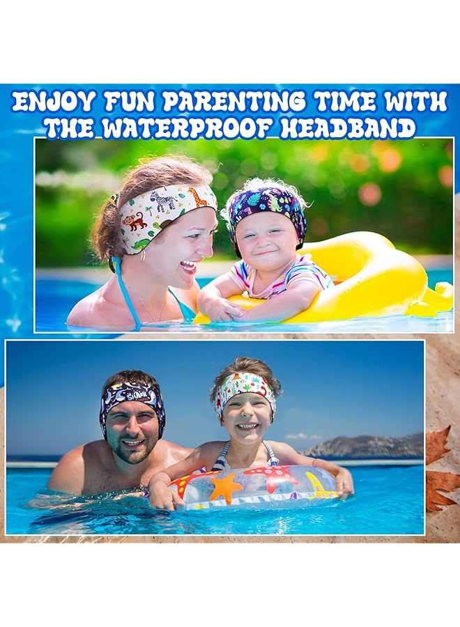 KASTWAVE 4 Pcs Kids Swimming Headband Adjustable Waterproof Ear Protection Band For Toddlers Cute Cartoon Pattern Swimmer Ear Cover Ideal For Swimming Surfing And Water Activities - Image 2
