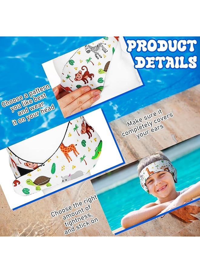 KASTWAVE 4 Pcs Kids Swimming Headband Adjustable Waterproof Ear Protection Band For Toddlers Cute Cartoon Pattern Swimmer Ear Cover Ideal For Swimming Surfing And Water Activities - Image 4