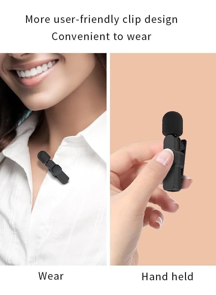 2 in 1 K8 Wireless Microphone, Digital Mini Portable Recording Clip Mic with Receiver for All Type-C Lightning Mobile Phones Camera Laptop for Blogging YouTube Online Class, Zoom Call - Image 4