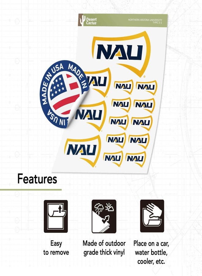 Desert Cactus Northern Arizona University Sticker Northern Arizona Lumberjacks Vinyl Decal Laptop Water Bottle Car Scrapbook Sheet (Type 3-1) - Image 4