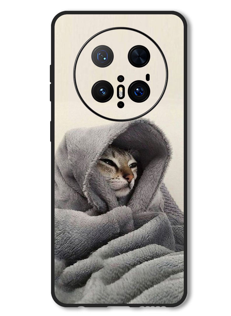 Theodor Case Compatible with Huawei Mate 70 Pro/ 70 Pro + Protection Shockproof Bumper Cover Cat in Blanket - Image 1