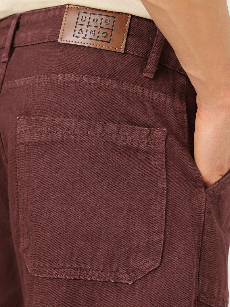 Urbano Fashion  Urbano Fashion Men's Dark Brown Loose Fit Cargo Carpenter Jeans With 6 Pockets Non-Stretchable for Men | Best Price UAE