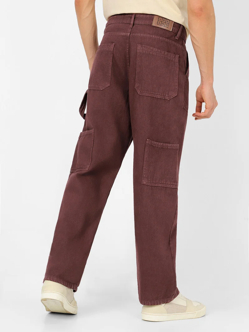 Urbano Fashion  Urbano Fashion Men's Dark Brown Loose Fit Cargo Carpenter Jeans With 6 Pockets Non-Stretchable for Men | Best Price UAE
