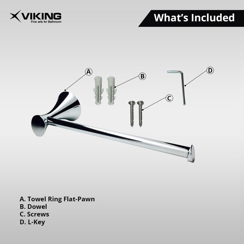Viking Towel Ring Flat Pawn with Polished CP Towel Napkin Hanger for Bathroom Kitchen with Polished CP Corrosion Resistant Towel Ring for Durability - Image 4