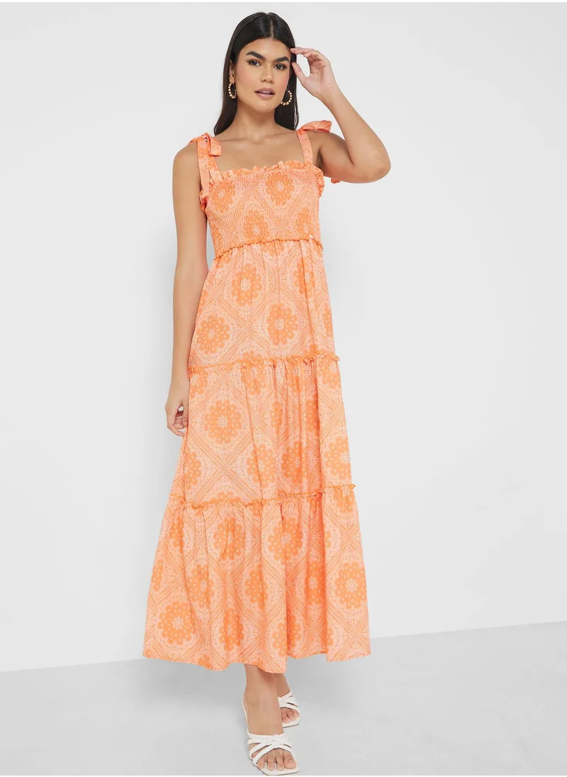ELLA Strappy Dress In Geometric Print